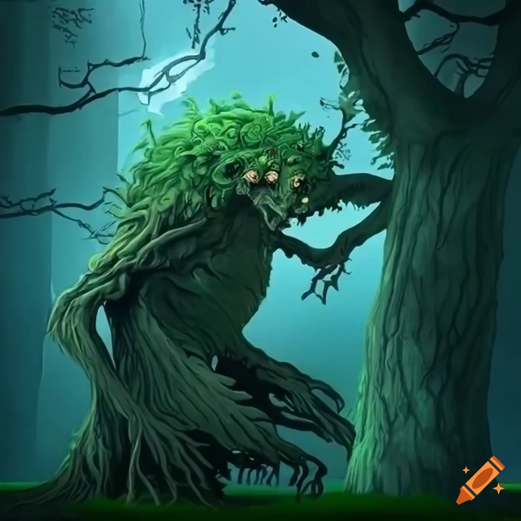 Tree spirit fantasy design with sharp contrasts in 8k resolution on Craiyon