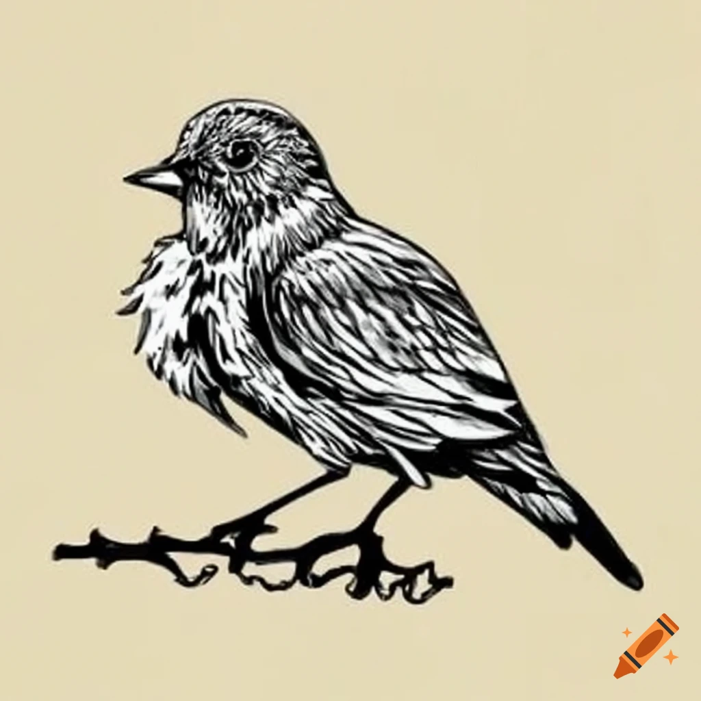 Perched Drawing Bird perched on a tree on Craiyon