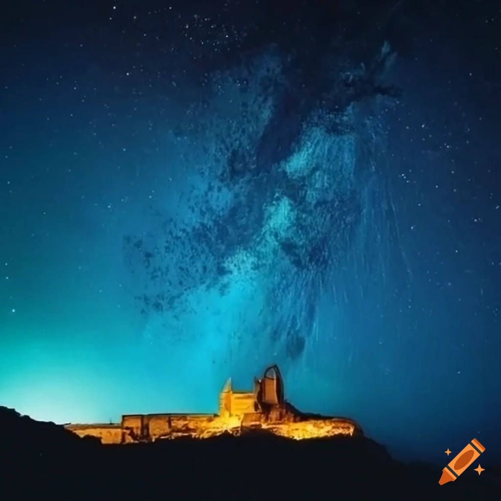 Starry night sky over Cagliari