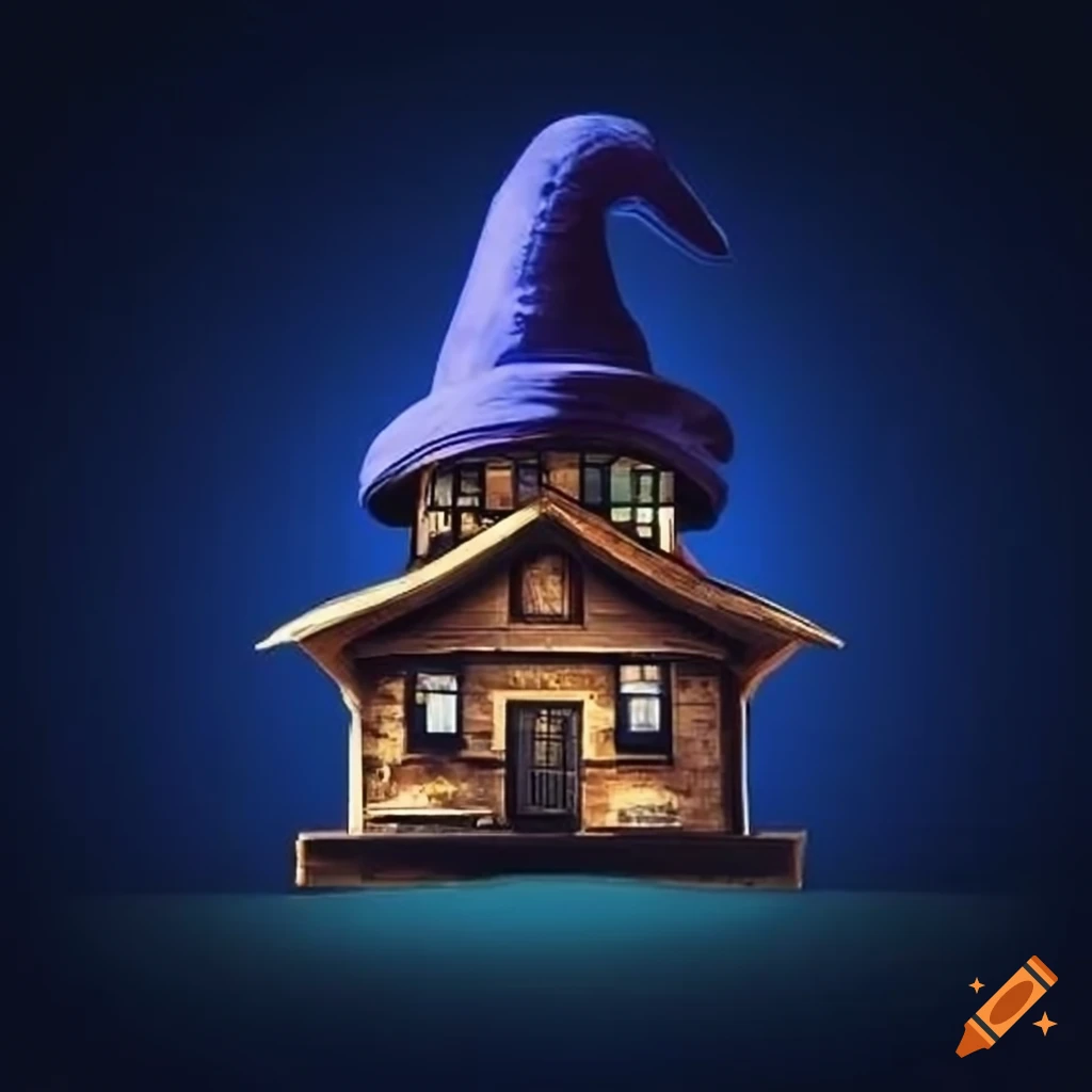 logo-featuring-an-old-timey-tavern-building-with-a-hovering-wizard-hat