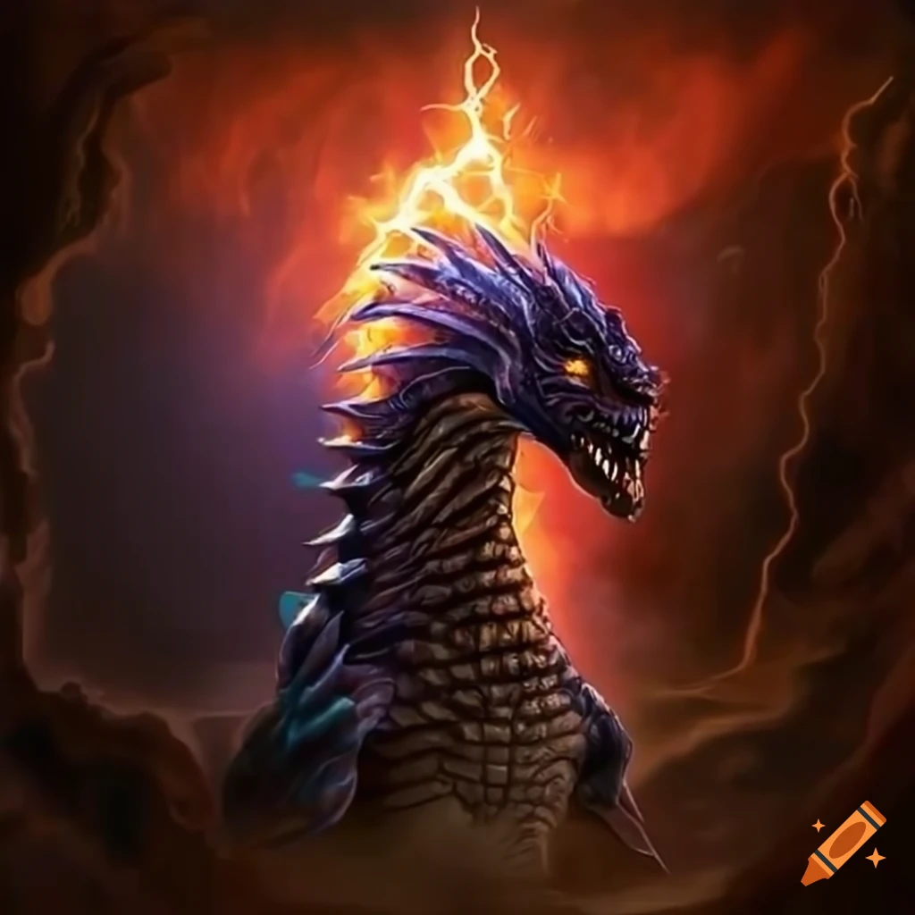 Dragon breathing lightning on Craiyon