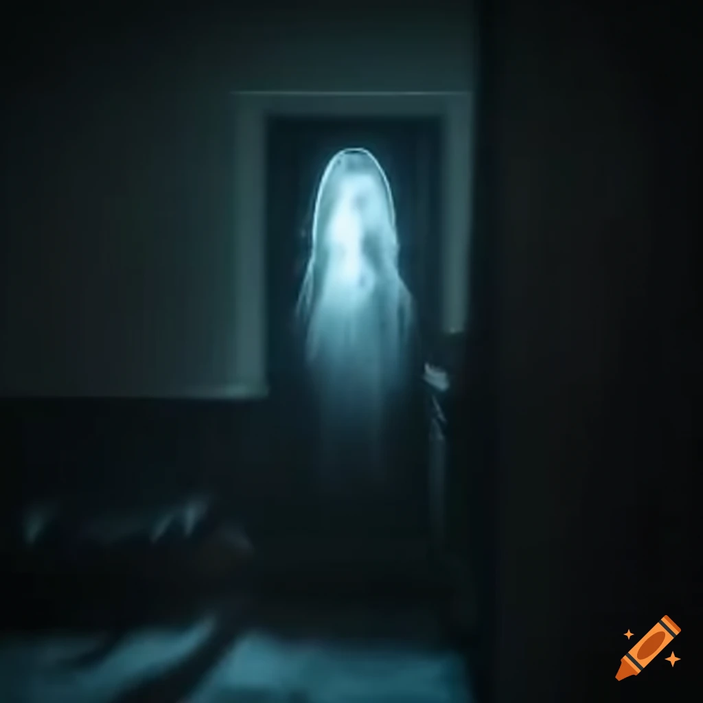 Transparent soul manifesting in a paranormal house