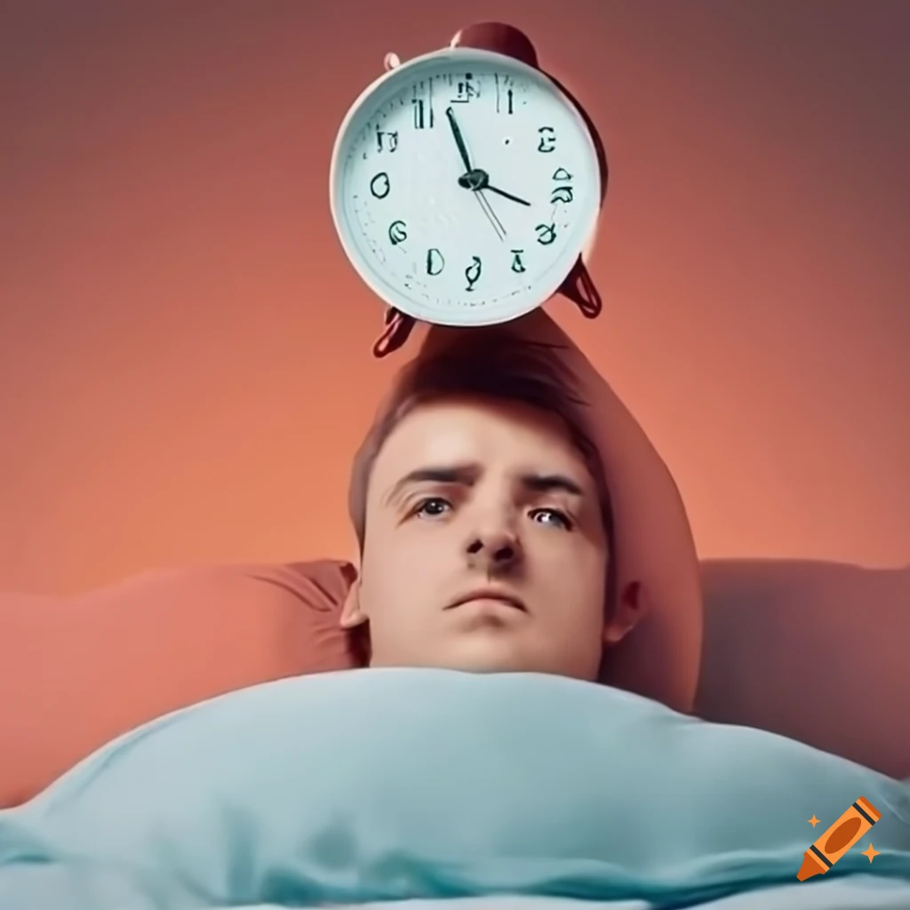 Man in pajamas with thought balloon of waking up earlier