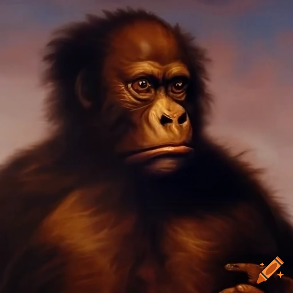 Group of apes in the style of John Singleton Copley