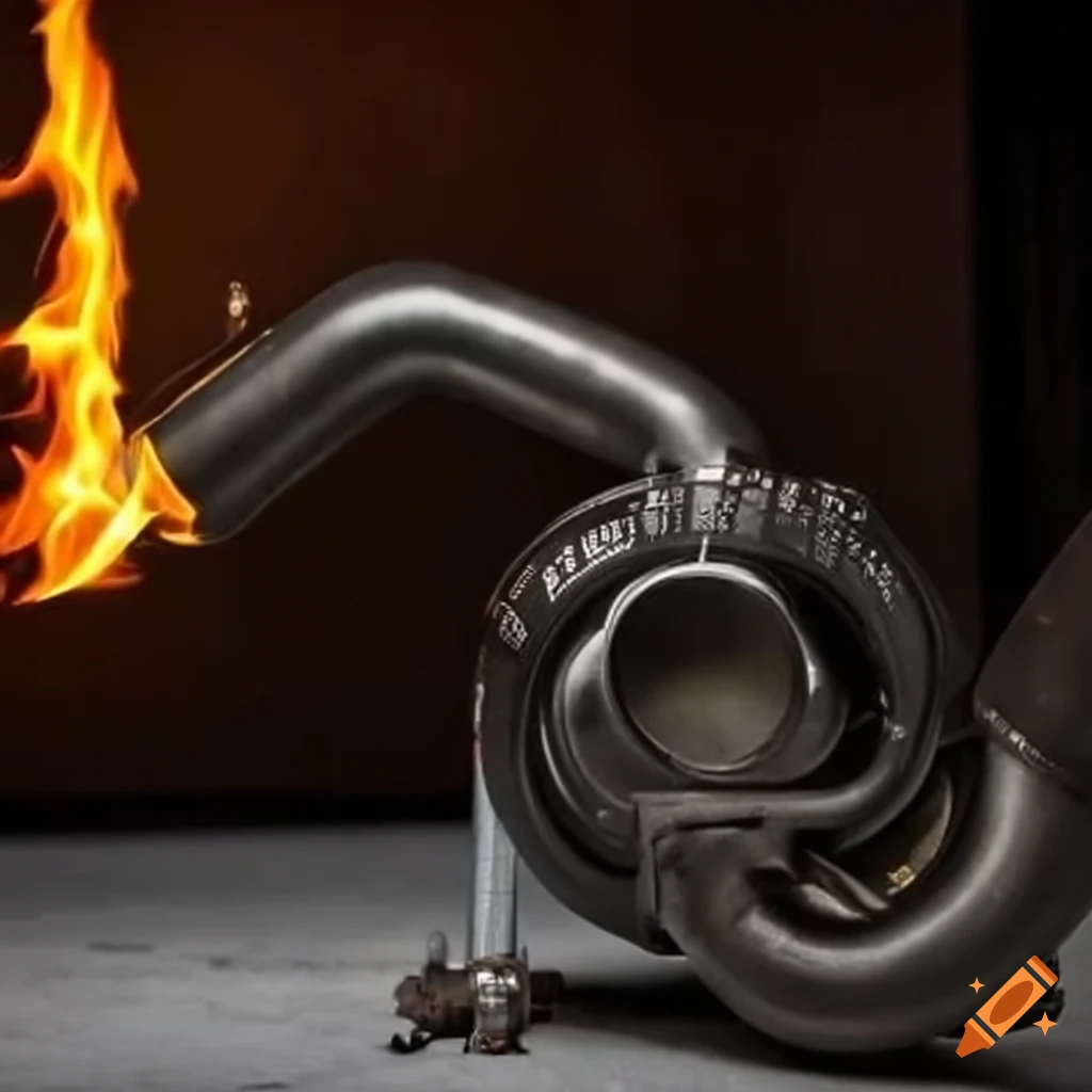 Homemade flamethrower with gas pump, car muffler, and fire extinguisher