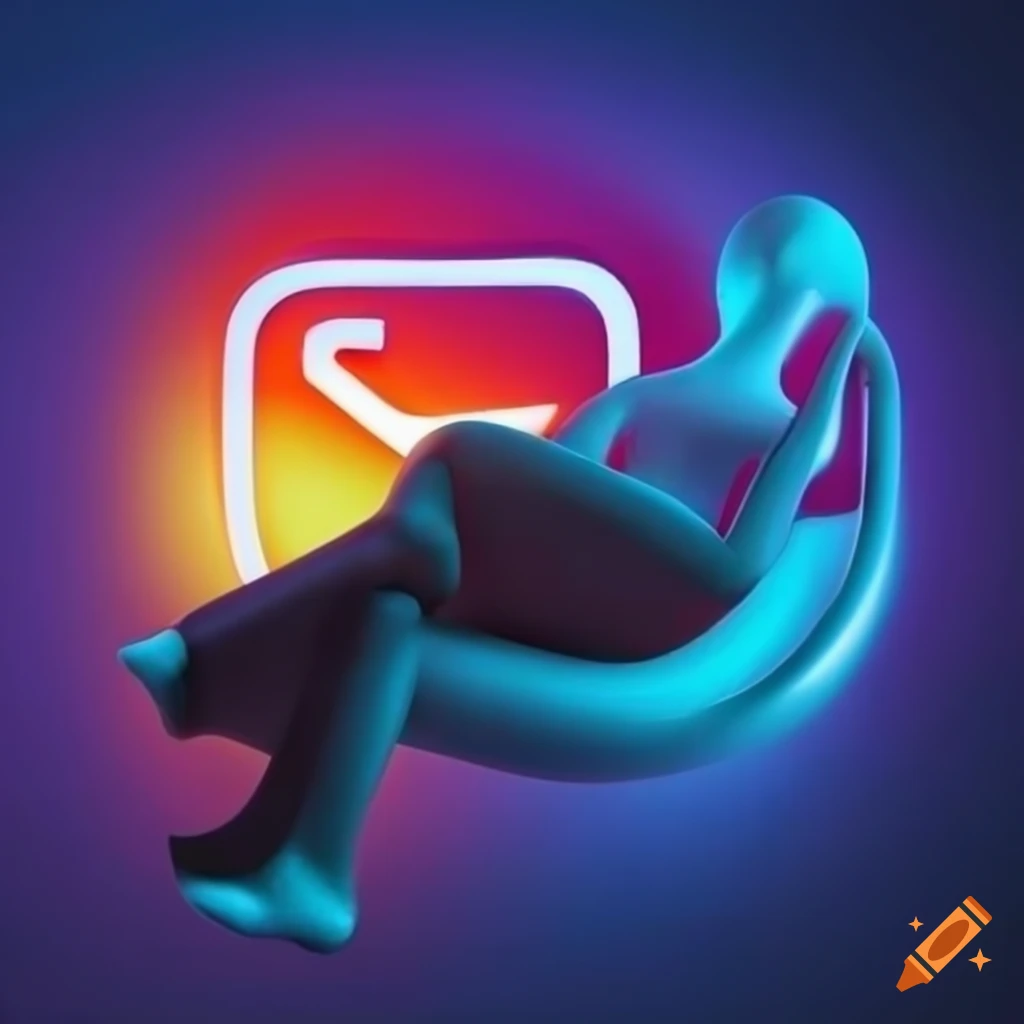 3D illustration of a person lounging on Instagram's logo with modern and trendy appearance