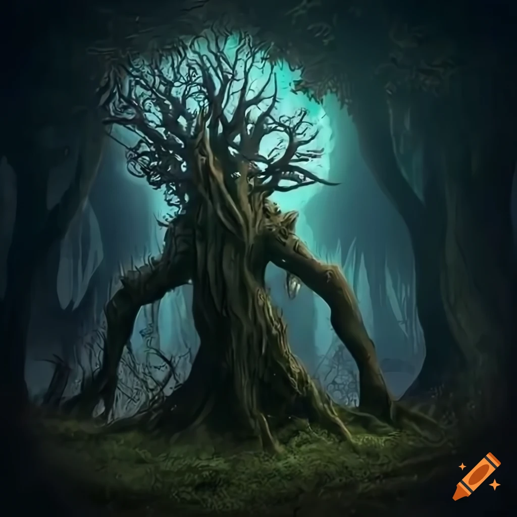 Tree-spirit fantasy design on white background on Craiyon