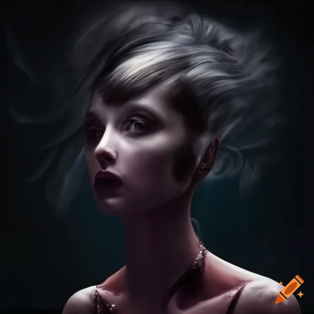 Ballerina in futuristic dark city in Giger style