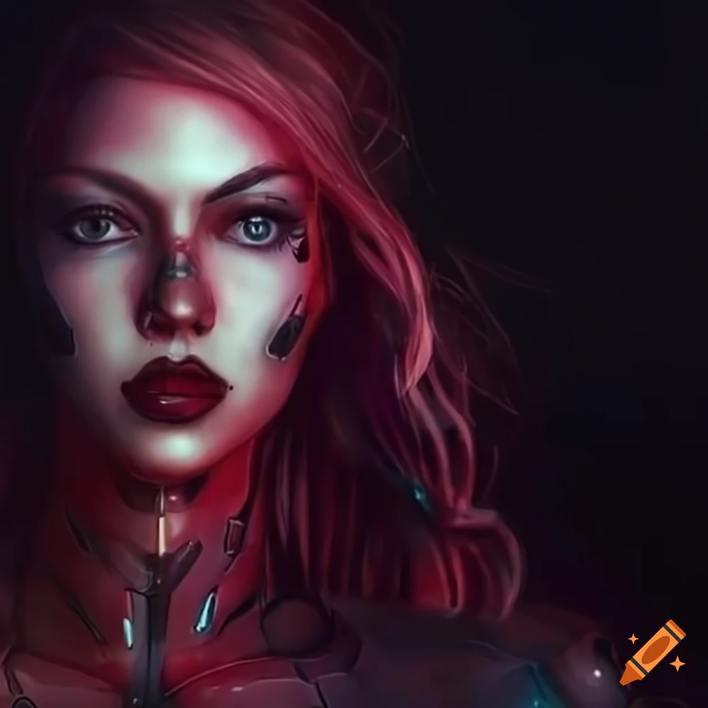 Beautiful cyborg woman