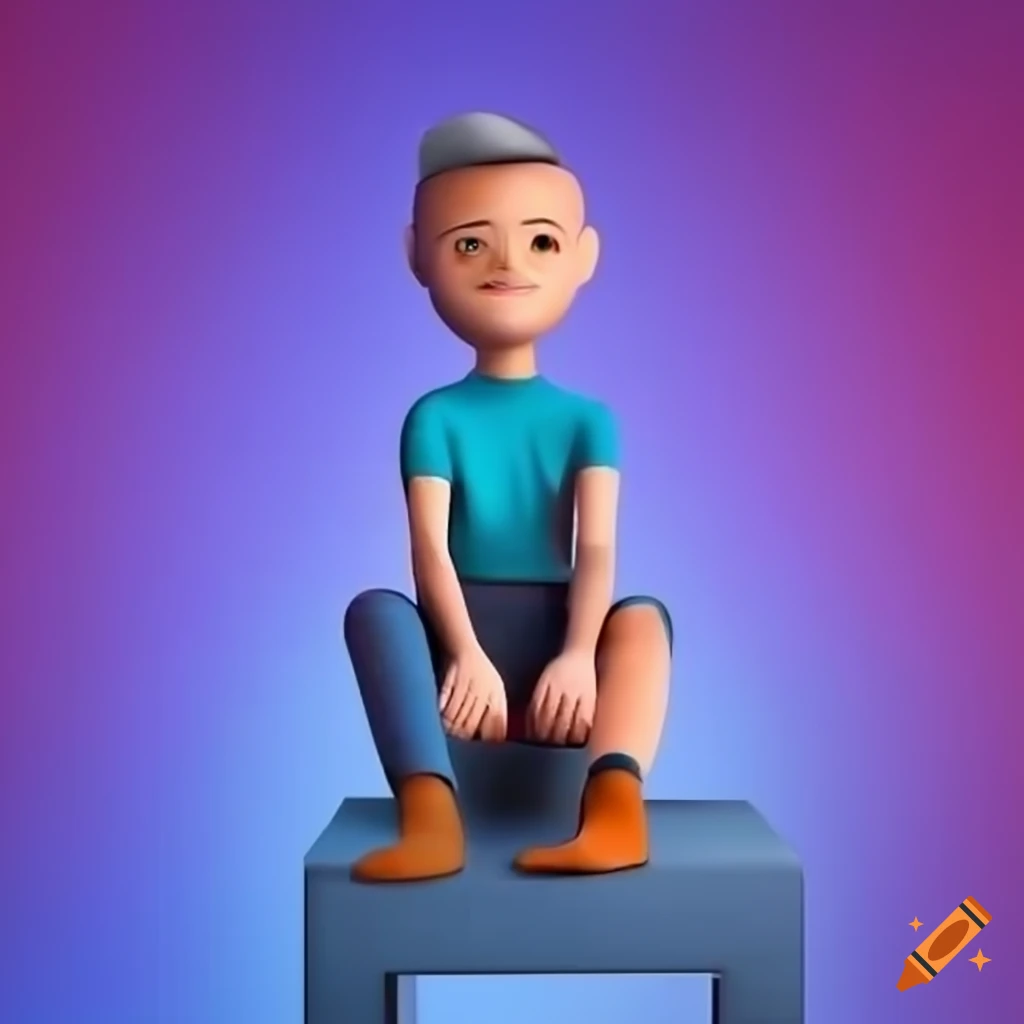 3D illustration of an animated character sitting on Instagram logo