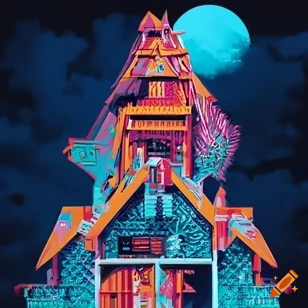 Steezy high octane architecture poster in lsd 'cuckoo clock' style
