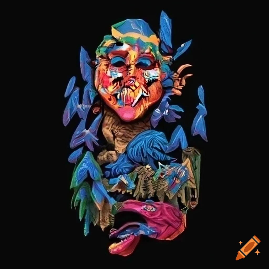 Vivacious Alpine Poster in 'Cuckoo Clock' Style with Graphic Novel and Stave Carving Elements