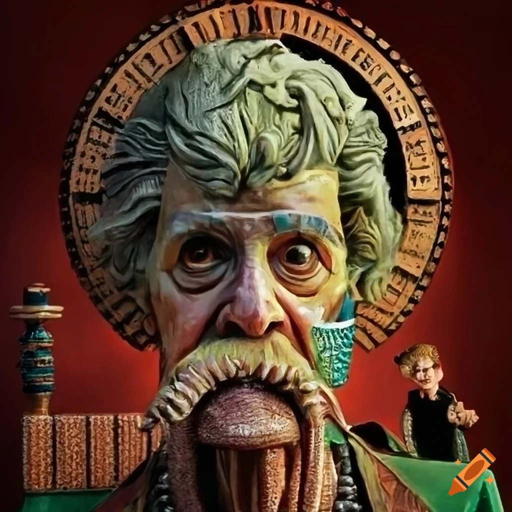 Sculpted movie poster in 'cuckoo clock' style with graphic novel theme