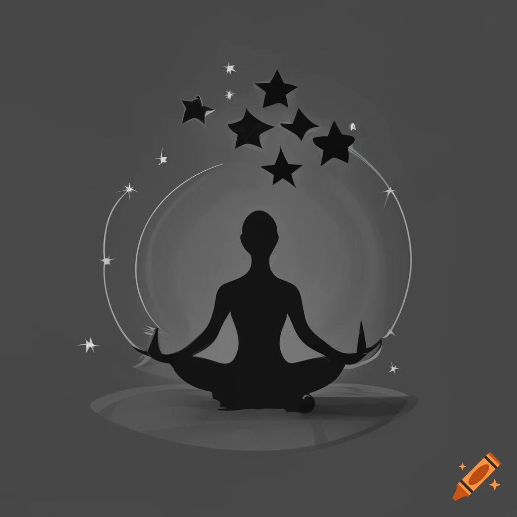 Meditating woman in lotus pose silhouette. Yoga is my life illustration.