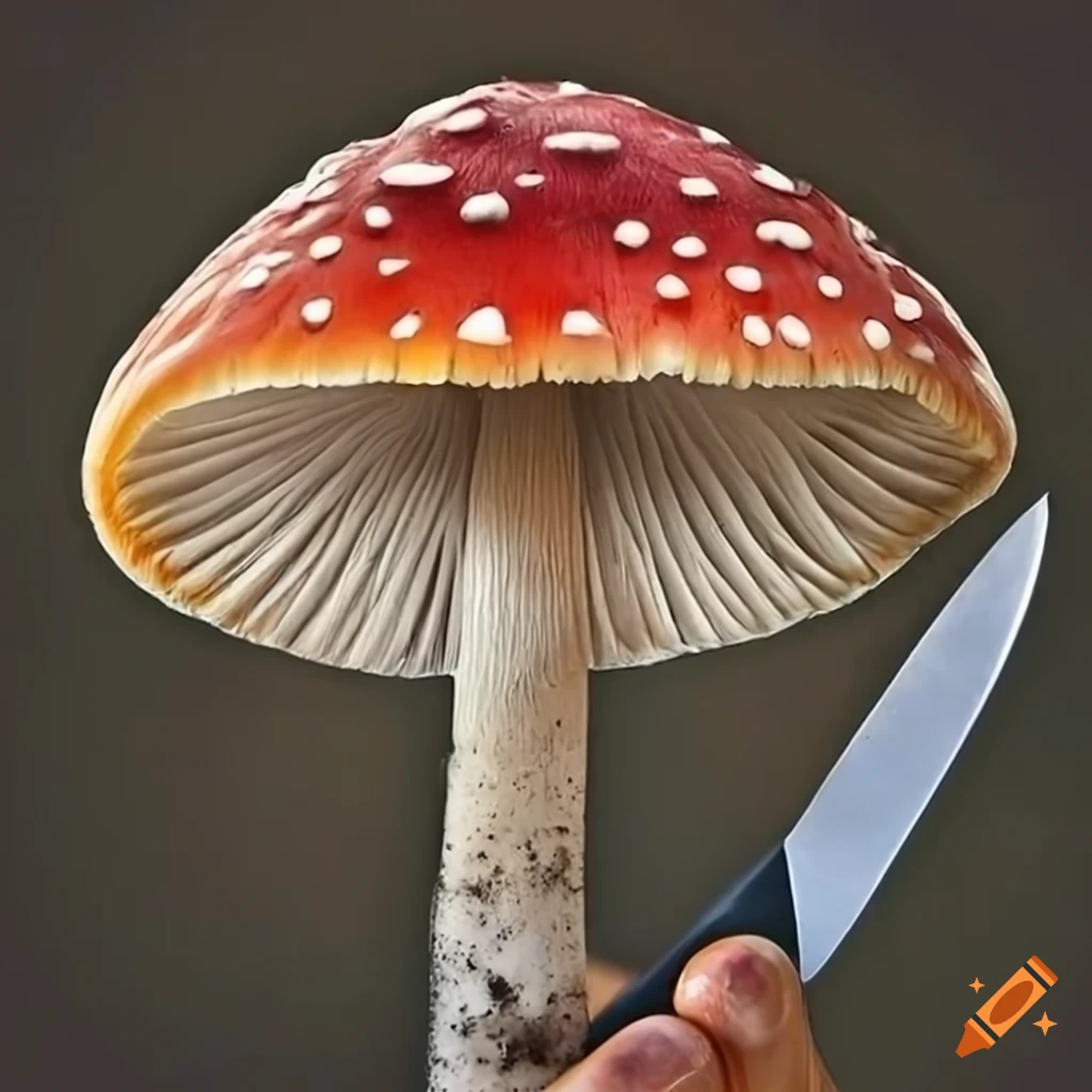 Hyper realistic mushroom holding a knife on Craiyon