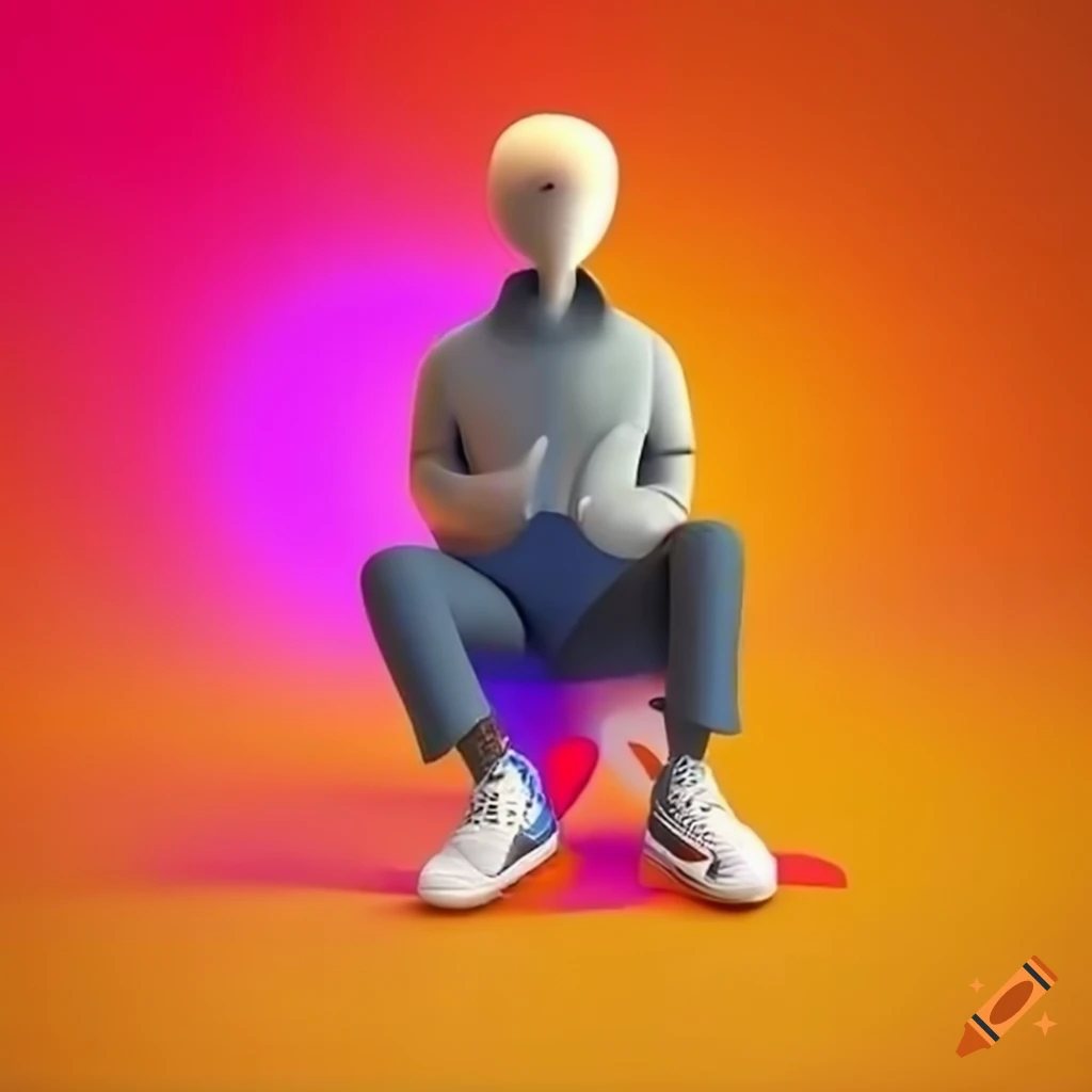 3D illustration of an animated character sitting on the 'Rofiqulislam10' social media logo