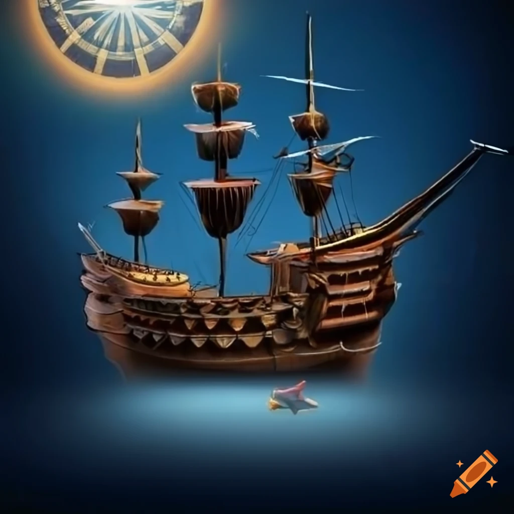 Galleon with compass in the background