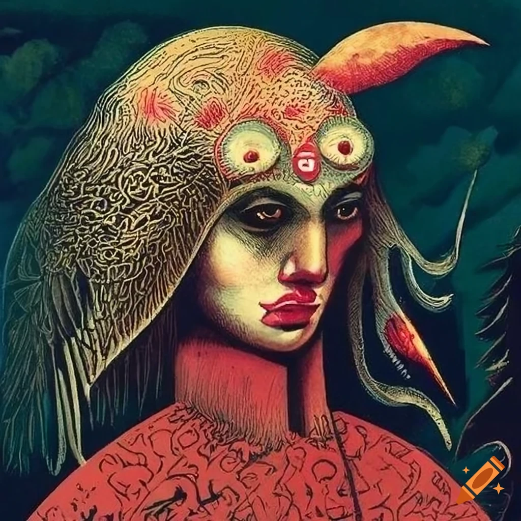 The Fool Tarot Card in the styles of Remedios Varo, Peter Breughel the ...
