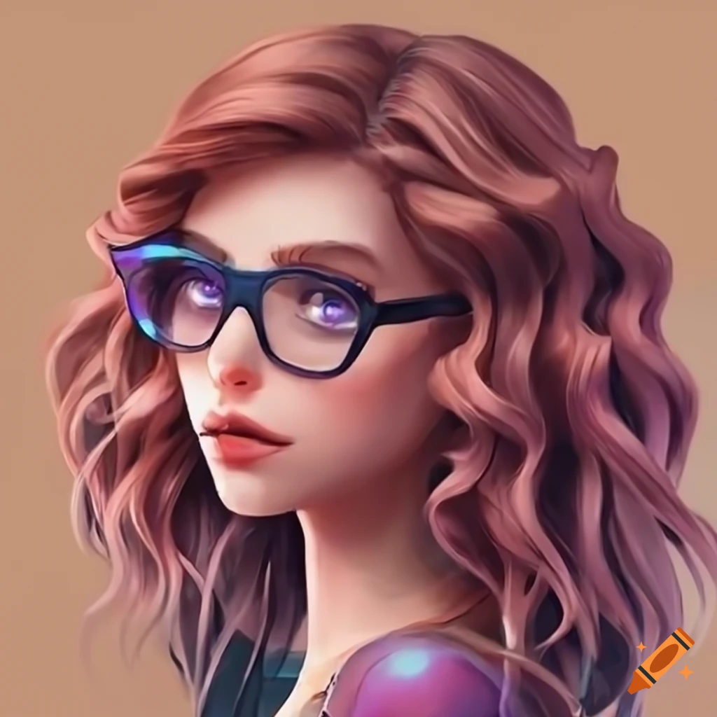Mulher de cabelo ondulado com óculos, com estilo gamer ao estilo Twitch