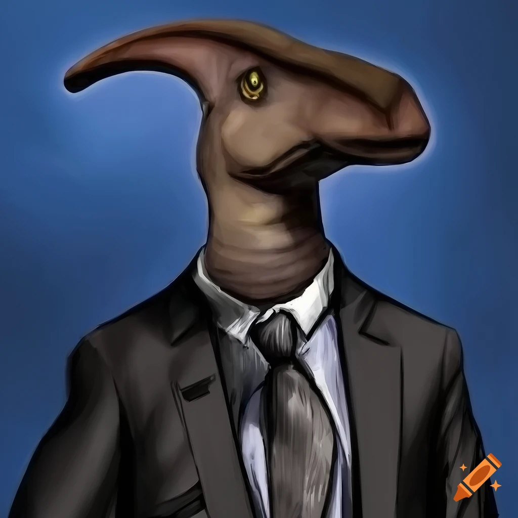 Parasaurolophus wearing a black suit in marc simonetti illustration on ...