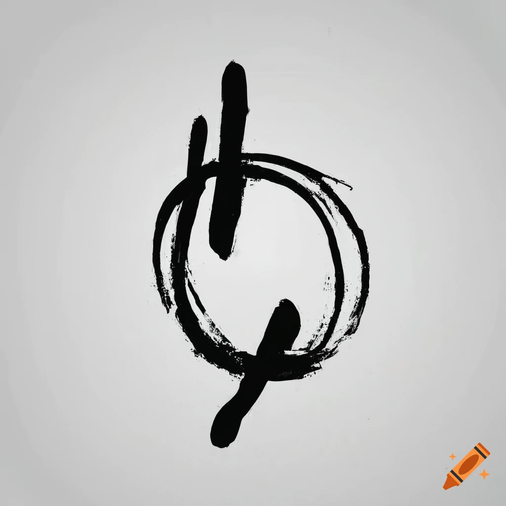 Abstract brushstrokes forming an empowering symbol on white background