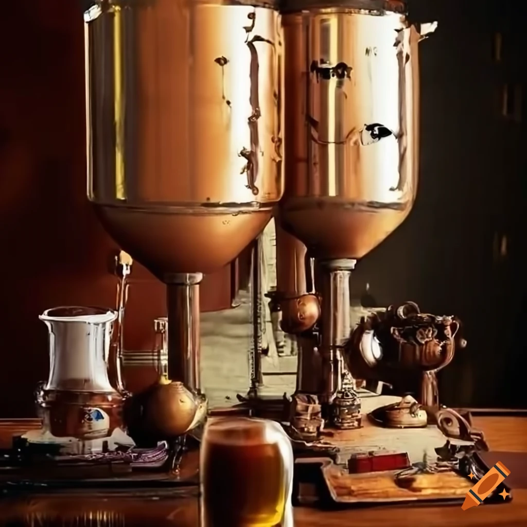 Steampunk beer brewing setup on Craiyon