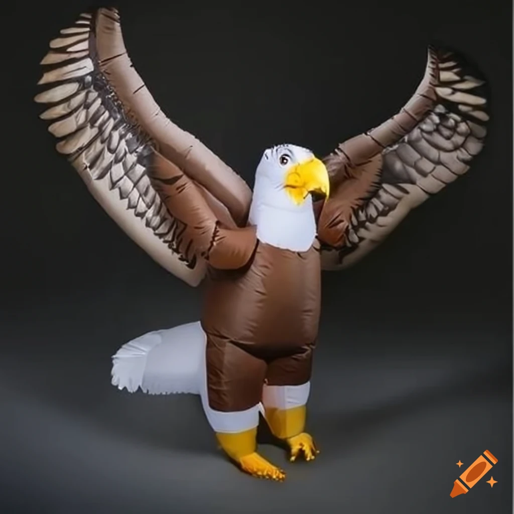 Inflatable eagle costume with spread wings on Craiyon