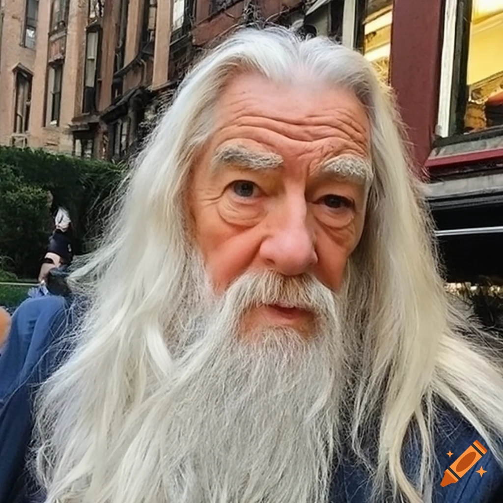 Gandalf taking a selfie in New York