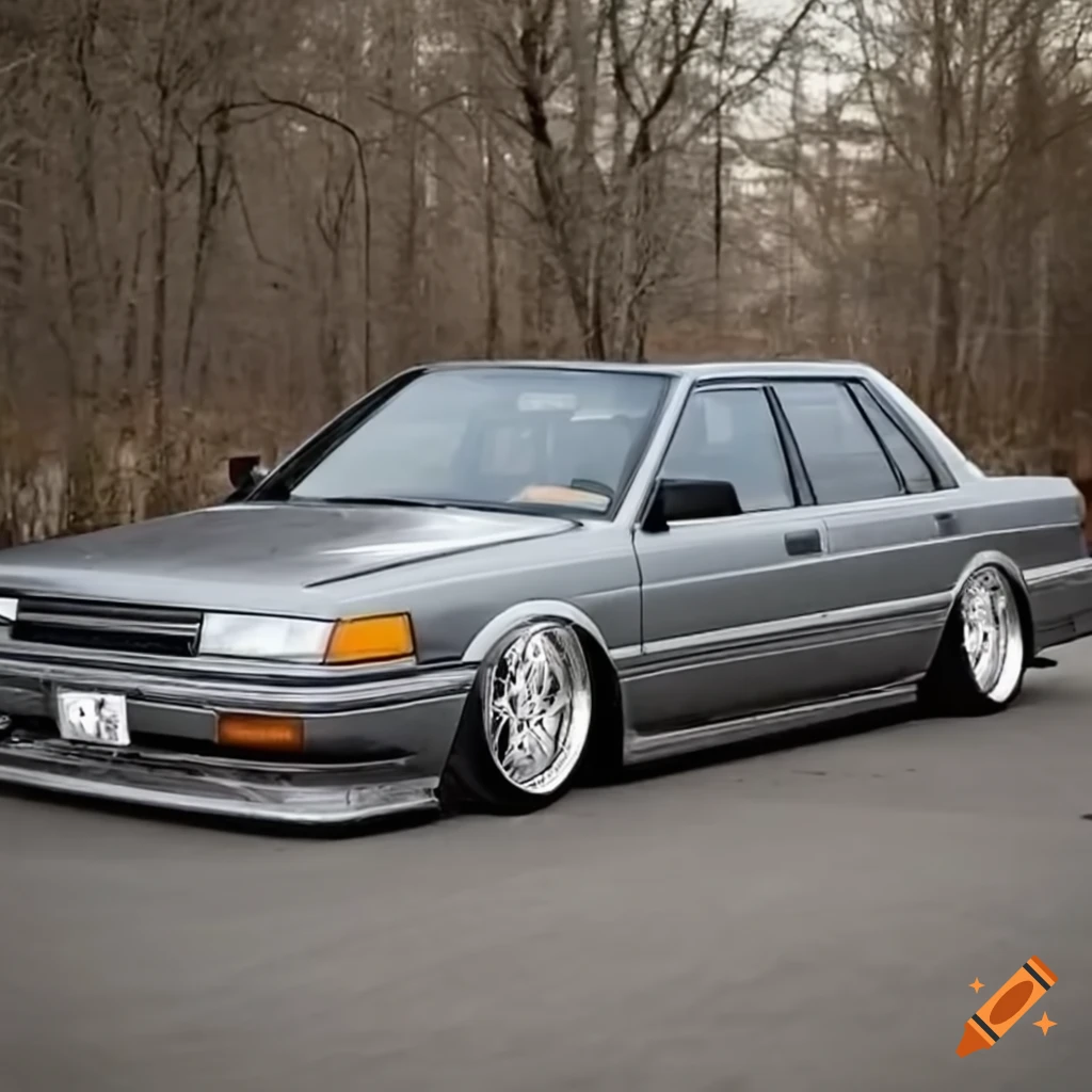 Lowered 1988 Toyota Camry in Frutiger Aero style