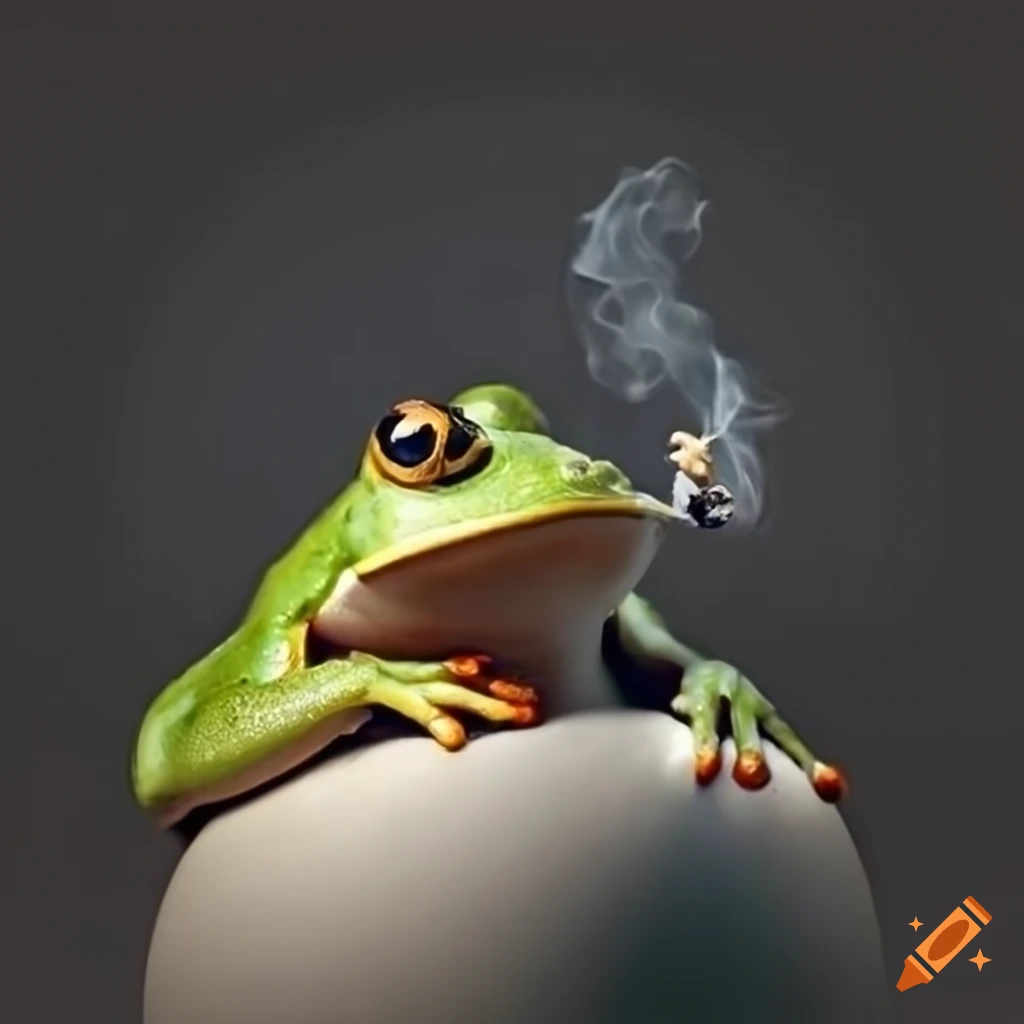 Frog smoking a cigarette on Craiyon