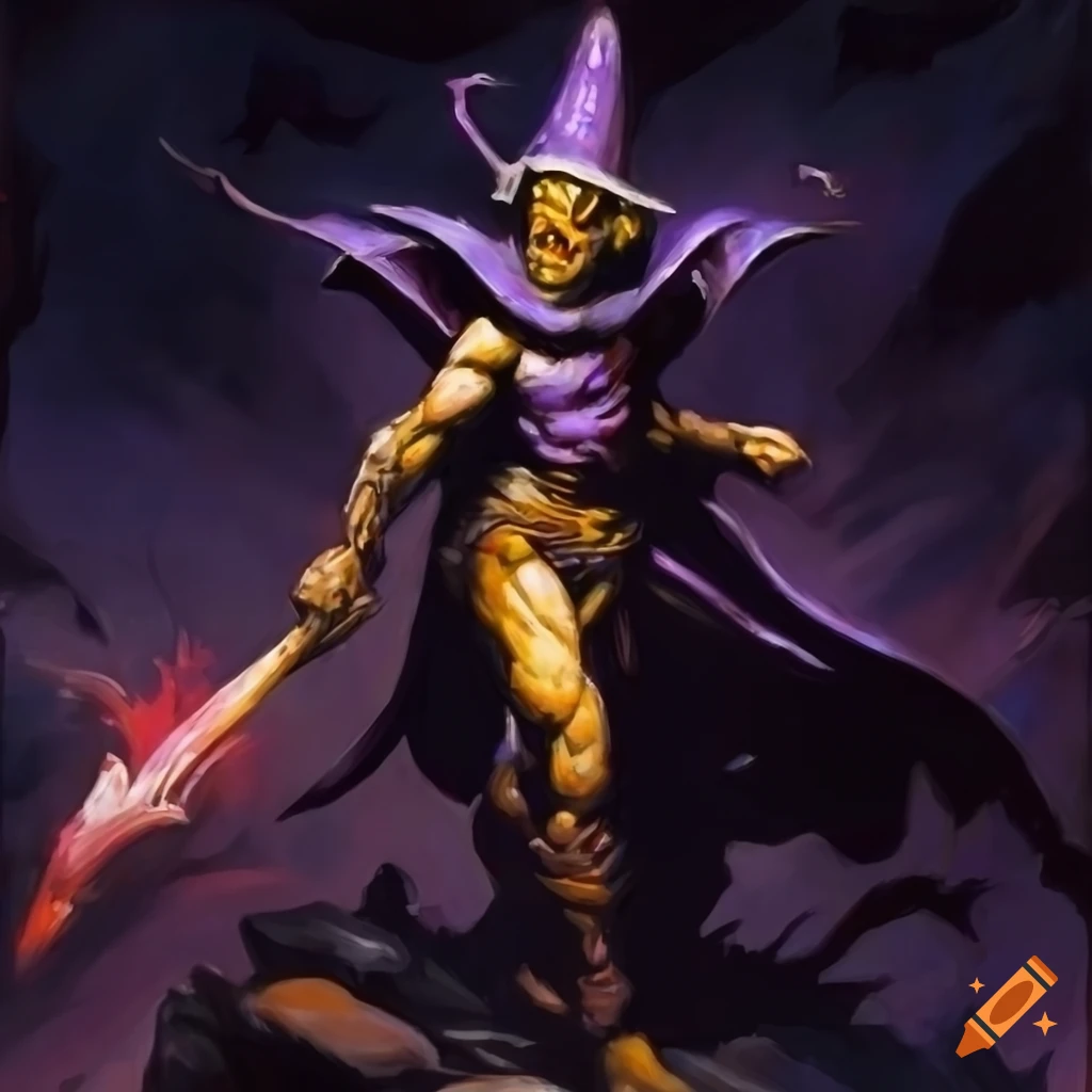 Dark Magician from Yu-Gi-Oh! by Frank Frazetta, fantasy art