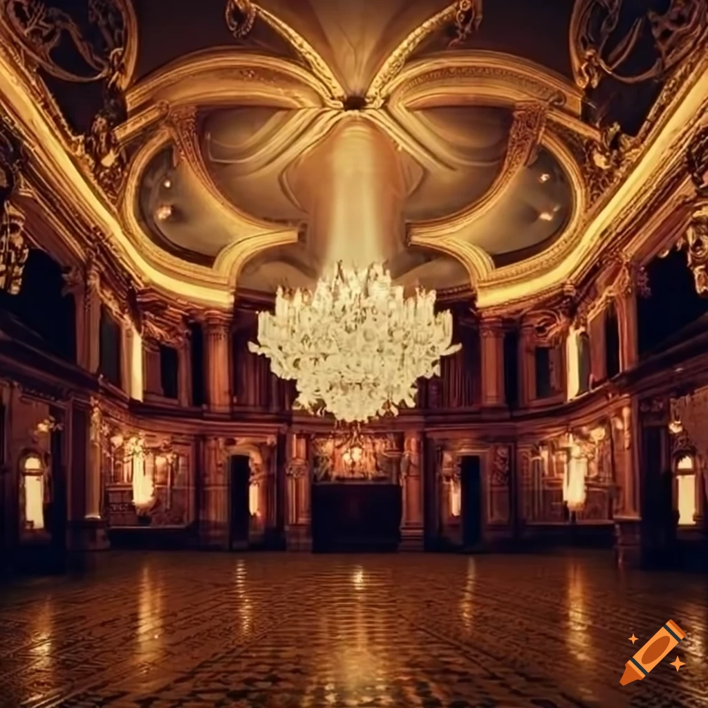 Dimly lit victorian-era mansion ballroom on Craiyon