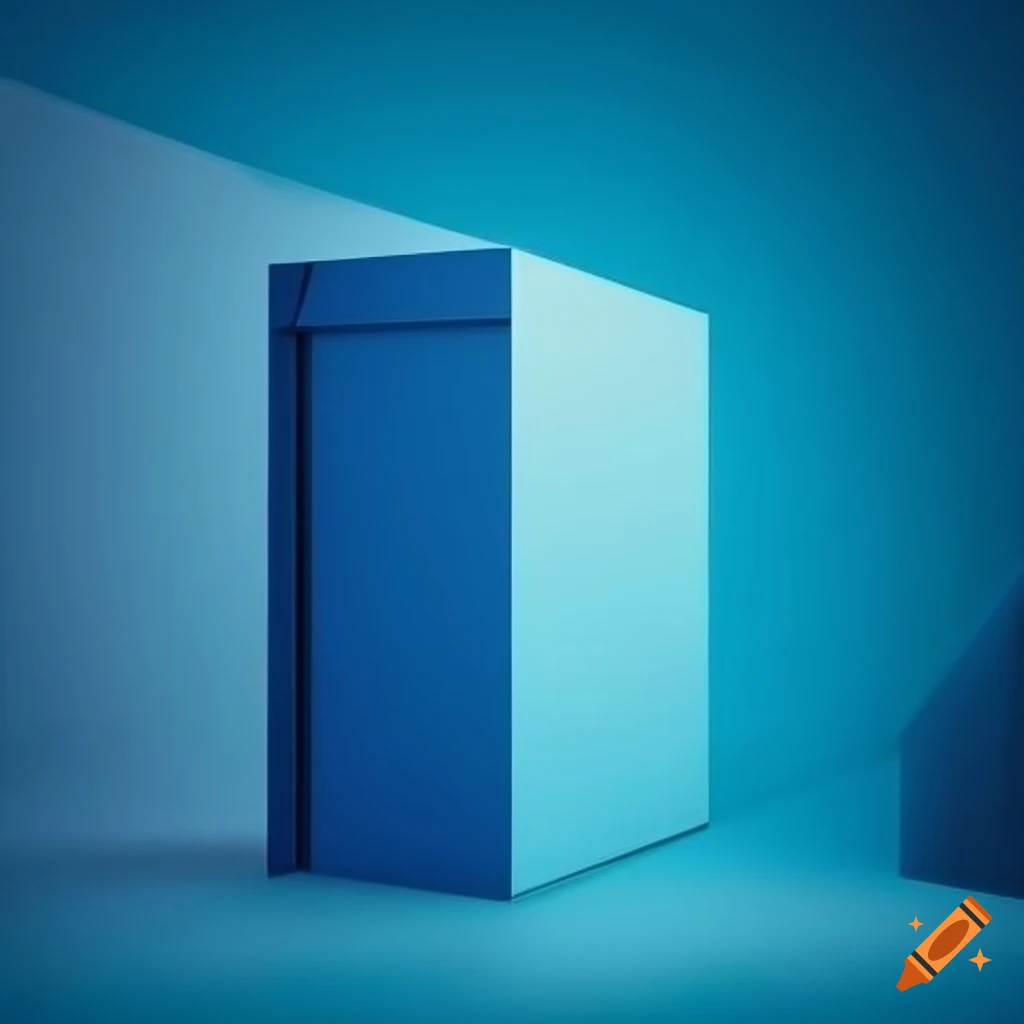 Blue-tinted houses made of material