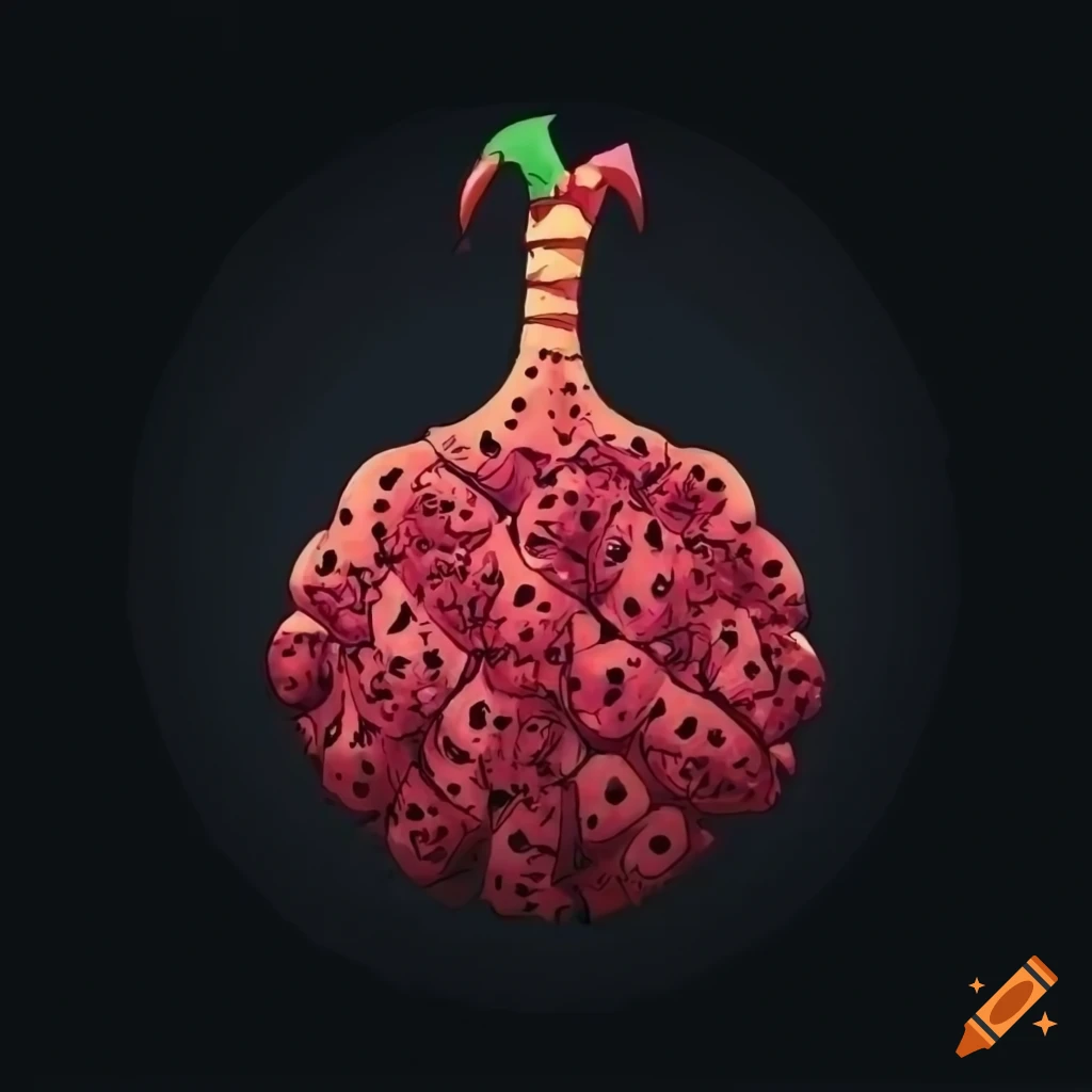 Stylized devil fruit design with soul-inspired elements on black ...