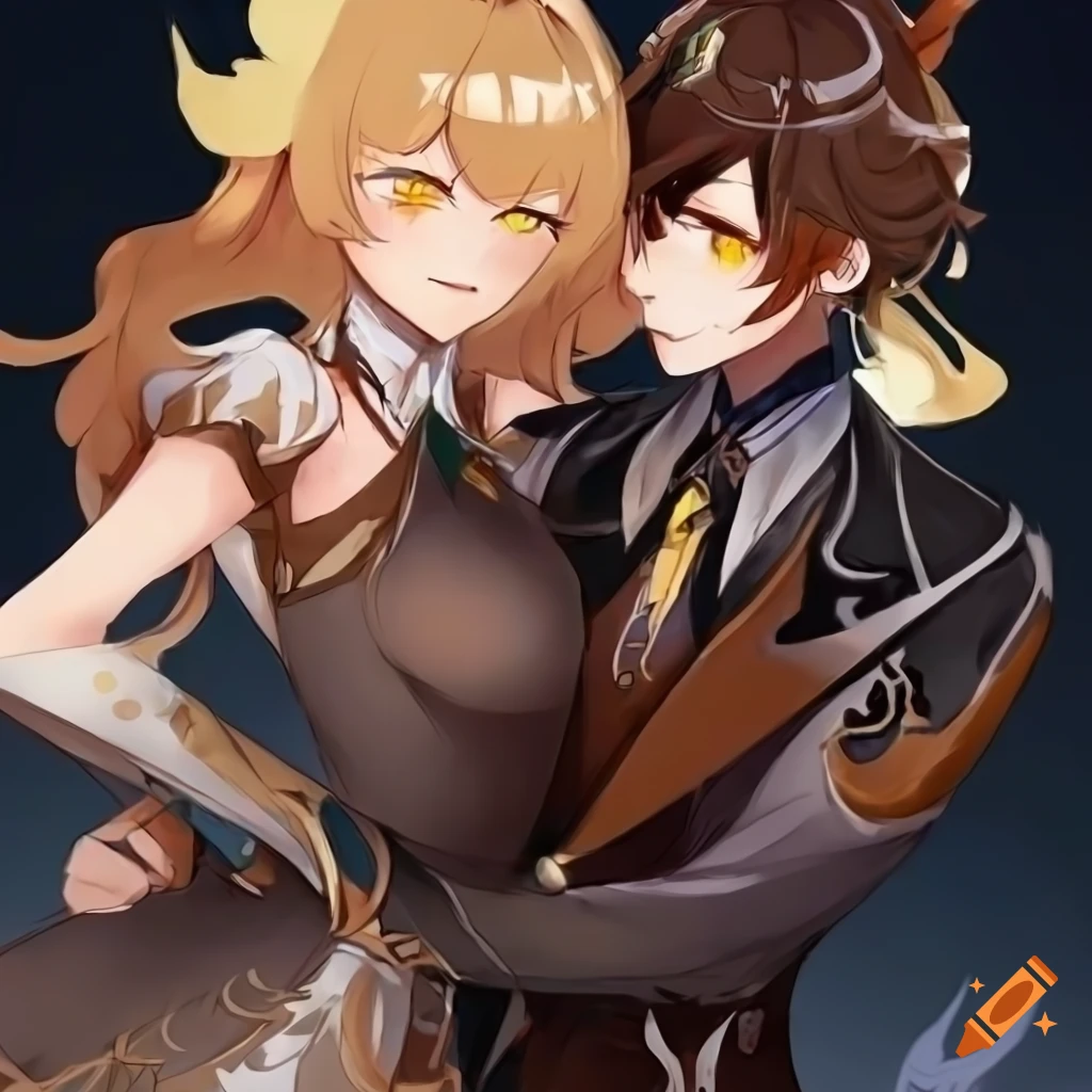Zhongli and Navia fanart from Genshin Impact
