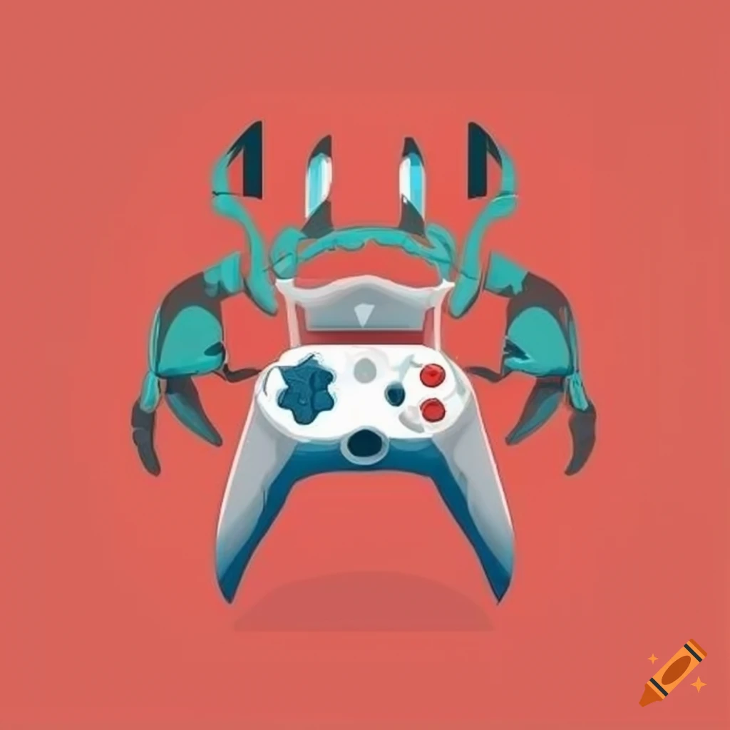Classy crab logo with joystick in a modern minimalistic style on Craiyon