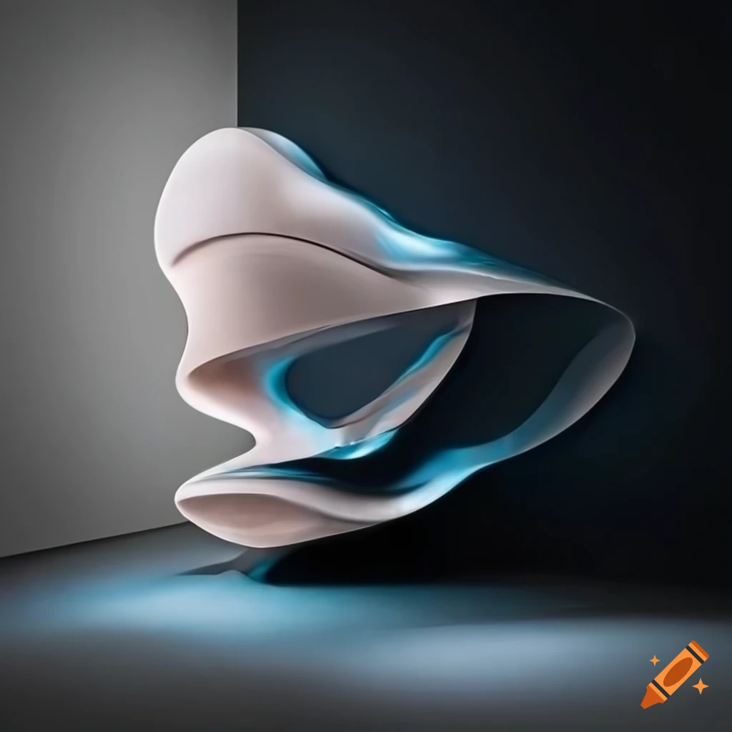 Biomorphic hybrid mineral and futuristic sculpture by Gisela Colon and Zaha Hadid, wall art installation