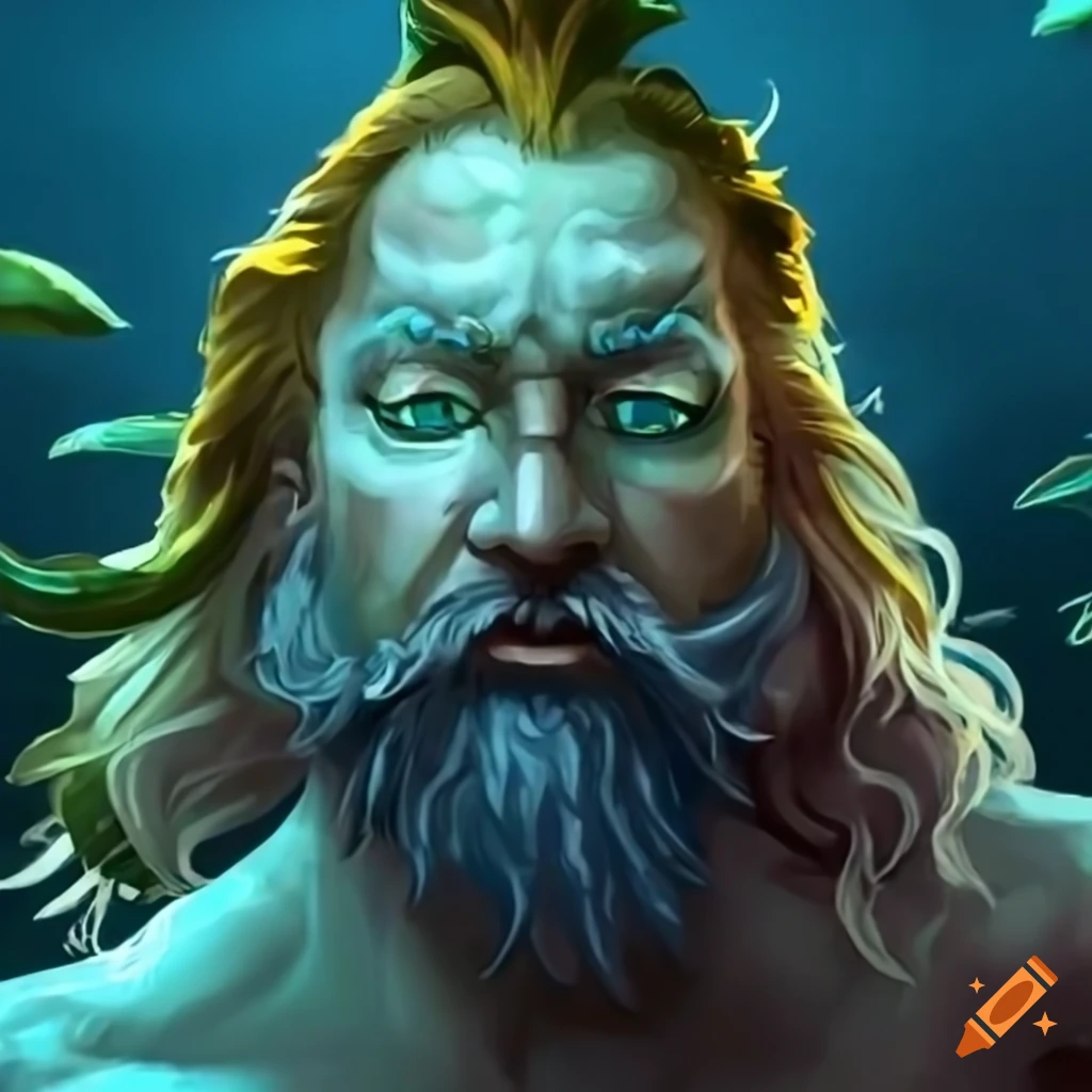 Poseidon with a fishtail on Craiyon