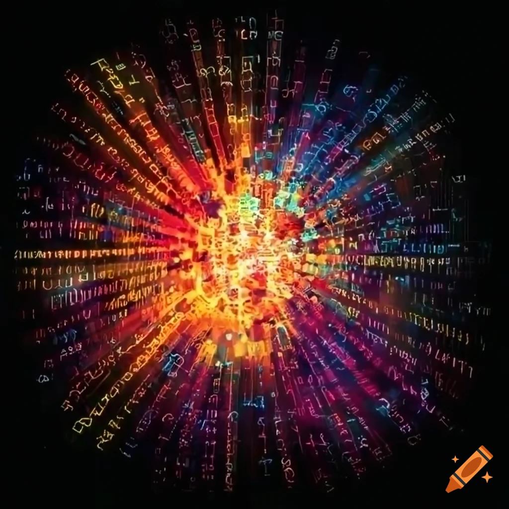 Digital data explosion with binary code on Craiyon