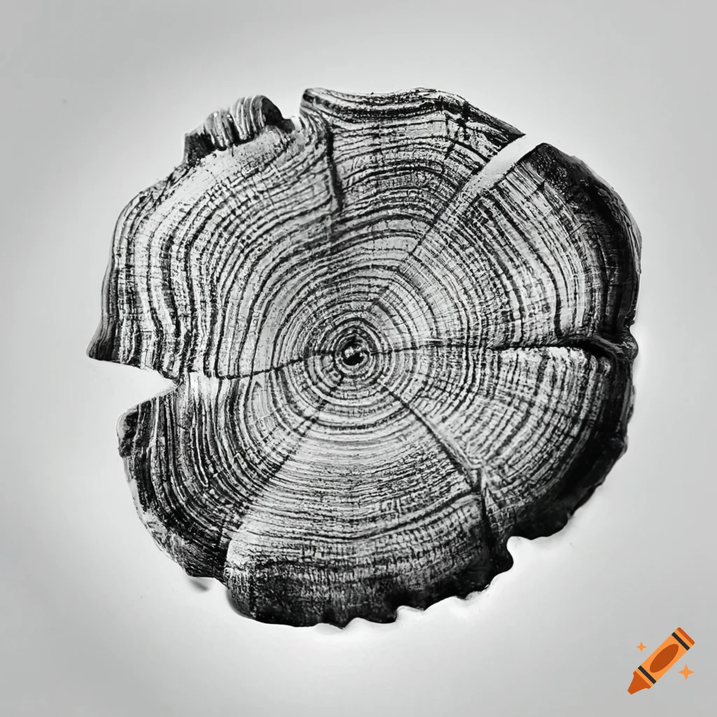 Realistic black and white cypress tree ring stamp on Craiyon