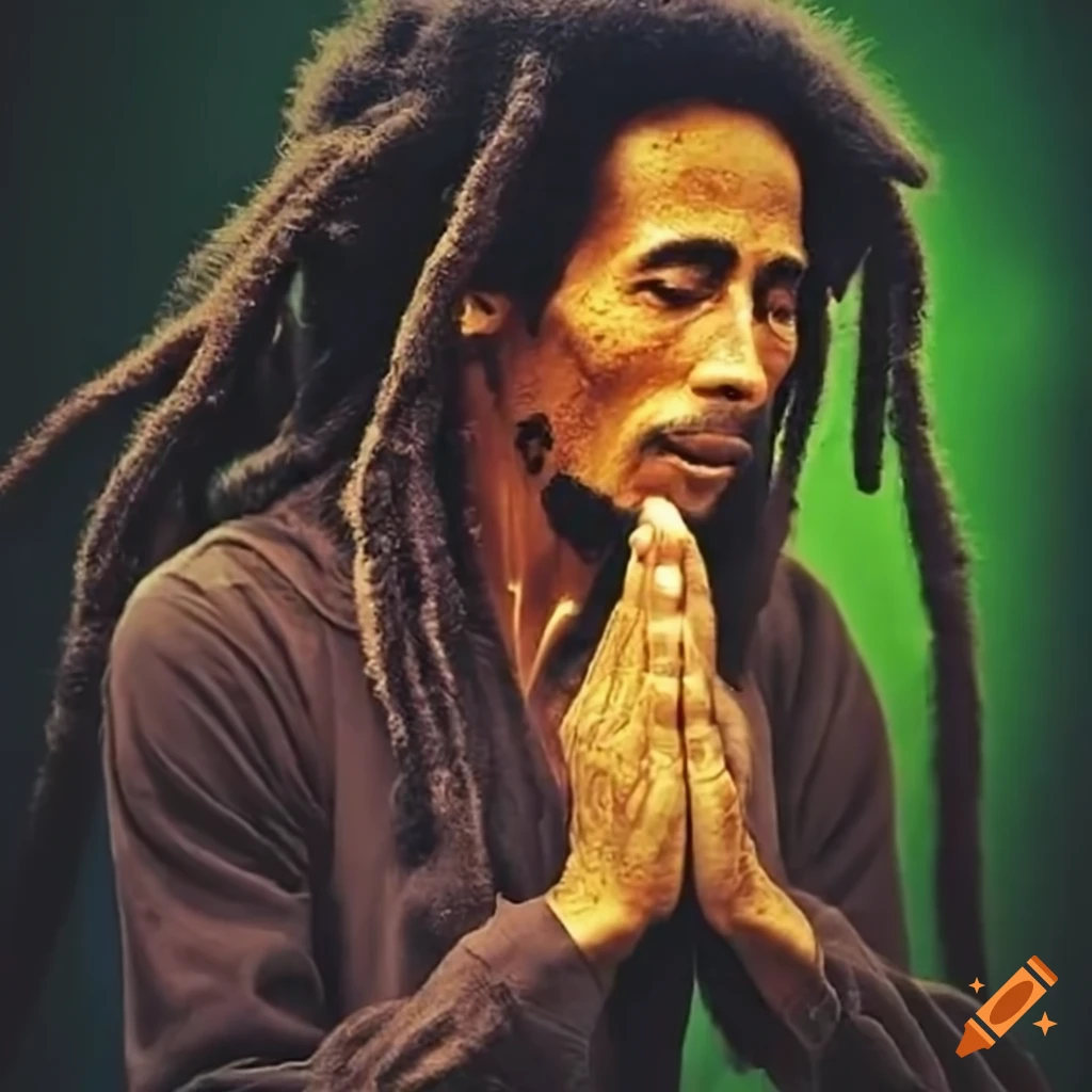 Bob Marley with prayer hands