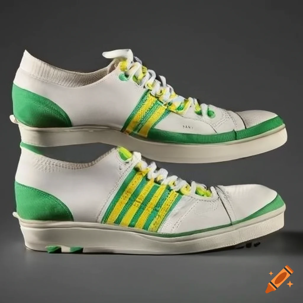 Green and white shoes with matching socks and wristbands on Craiyon