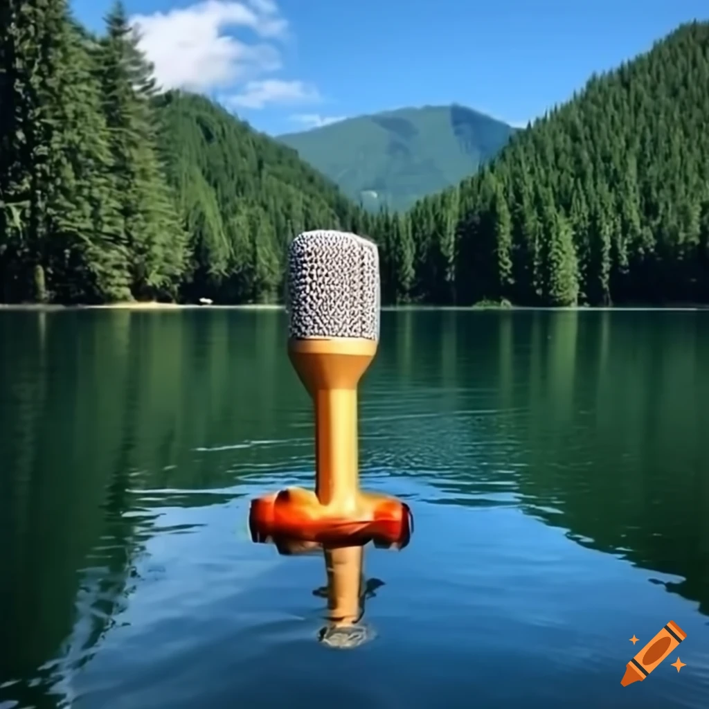 Giant microphone floating on a lake