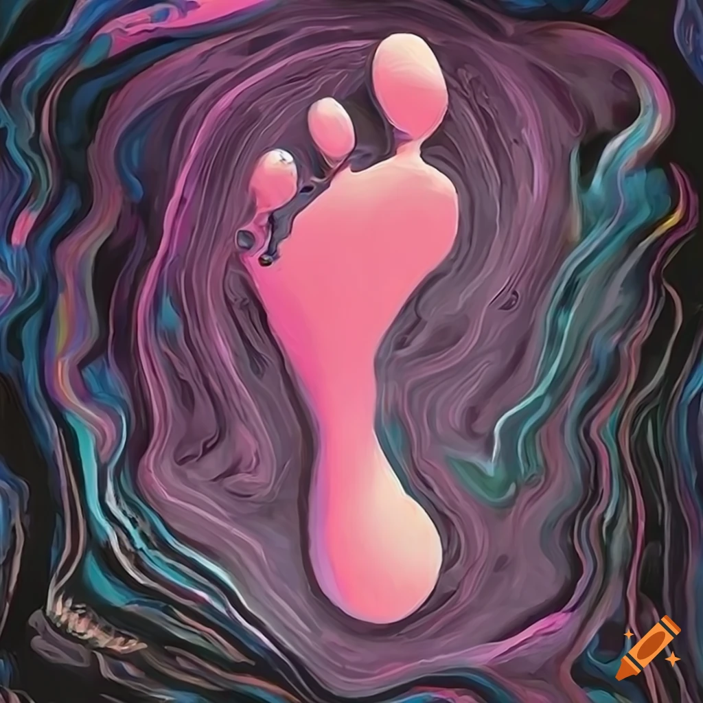 Digital footprint in the style of alex grey painting on Craiyon