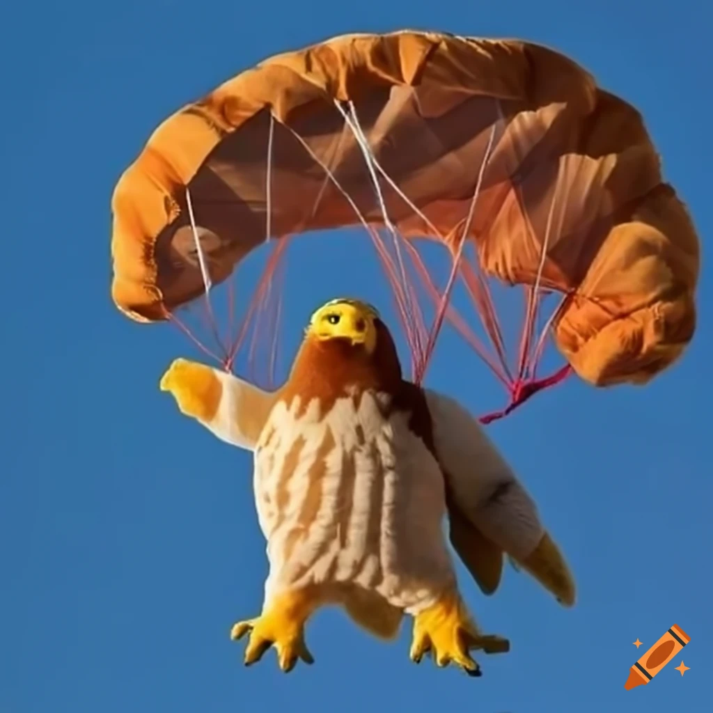 Eagle plushie with closed parachute