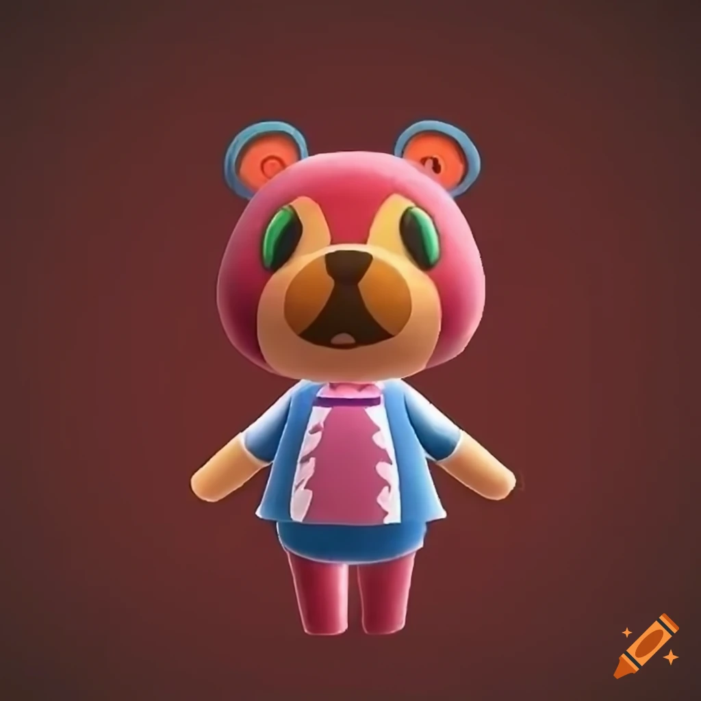 Animal crossing bear cub villager in dark red color on Craiyon