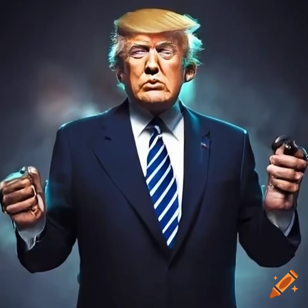 Satirical movie villain depiction of donald trump on Craiyon