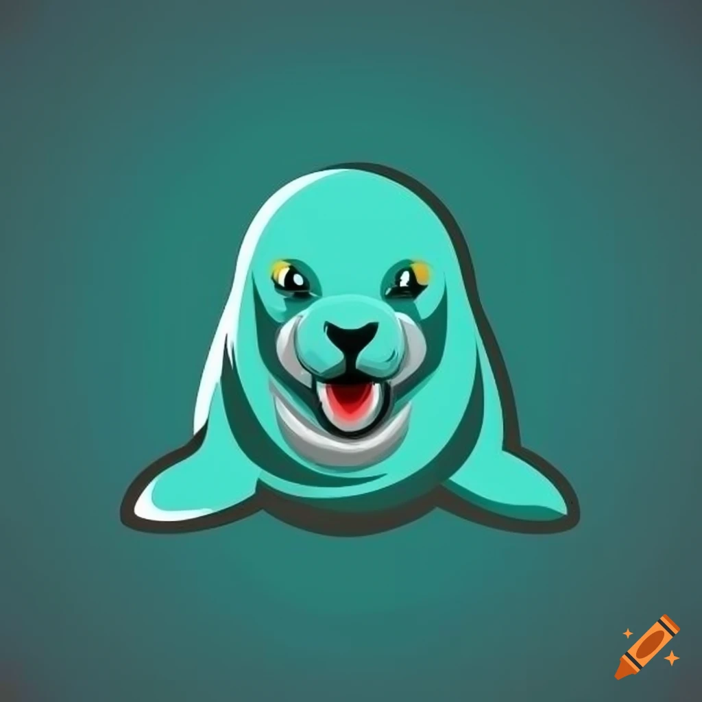 Playful mascot logo of a teal seal