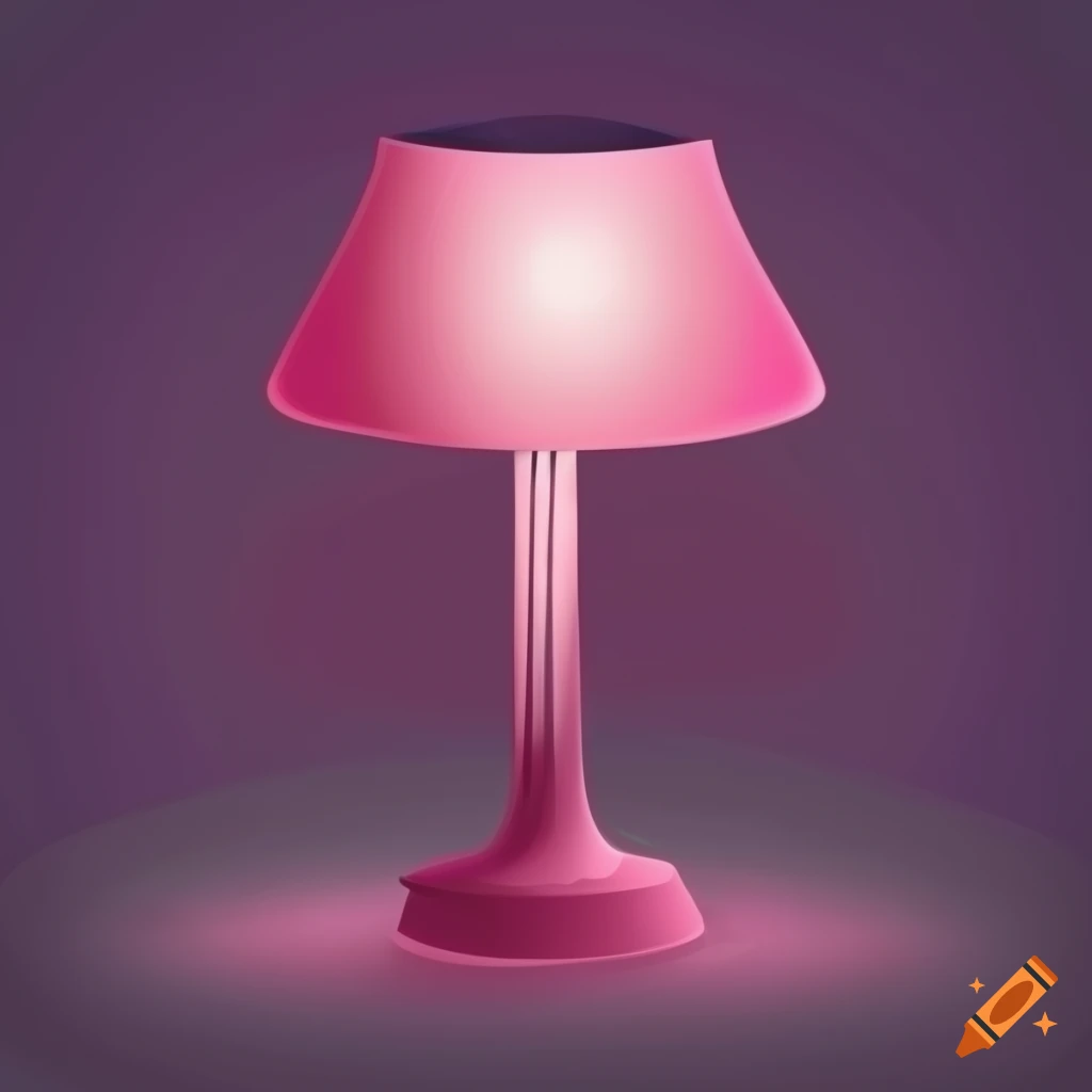Cute pink digital illustration of a lamp
