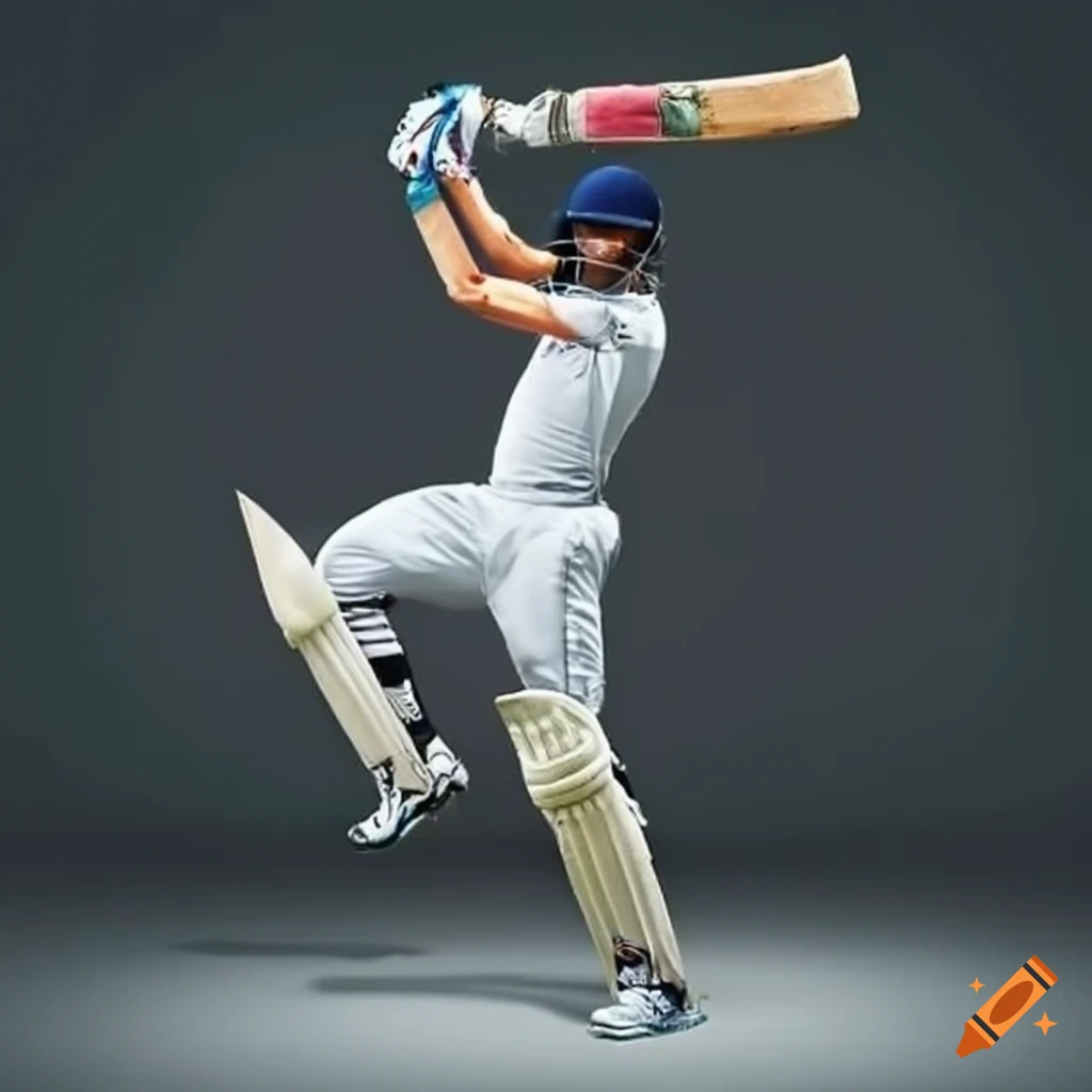 Batsman ready to hit a ball in cricket on Craiyon